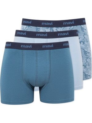 Mavi Erkek 3lü Mavi Boxer Seti 0910615-83077