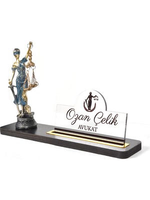 CLK Themis Figürlü Avukat Ofis Masası İsimliği Dekoru 3D Kişiselleştirilmiş 34 Farklı Tasarım