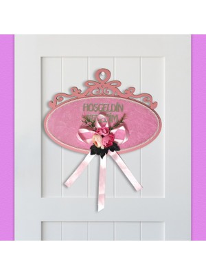 BK Hoş Geldin Bebek Ahşap Kapı Süsü (Kız)