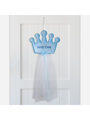 BK Kişiye Özel Isimli Hoş Geldin Bebek Kral Tüllü Kapı Süsü