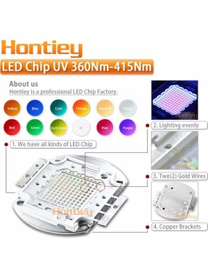 Profisher 100W Uv Ultravıole Smd LED Chip 395-400NM Bakır Kafes