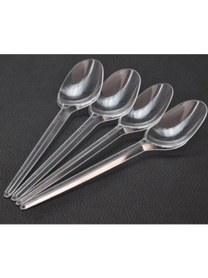 Kalbi Ticaret Plastik Kaşık Eko Kullan At Şeffaf Kaşık 100'lü