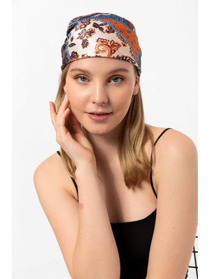 Saria Moda Etro  Desen Lacivert Fular Bandana