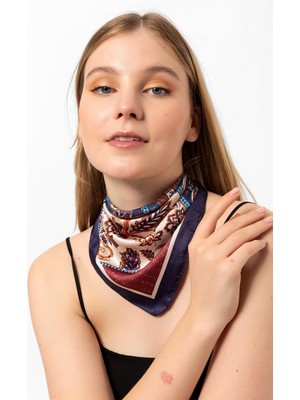 Saria Moda Etro  Desen Lacivert Fular Bandana