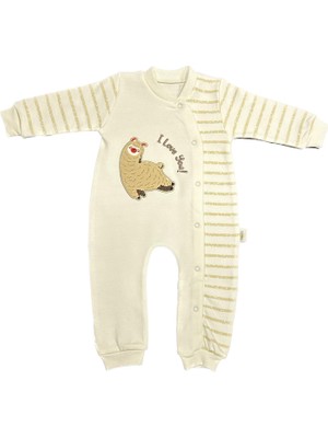 Renkli Puset Unisex Bebek Penye Tulum Çizgili Kuzu