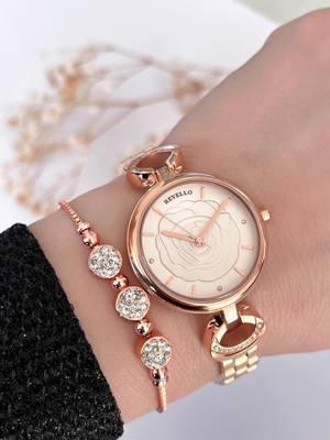 Revello RES-1448.F Bronz Kaplama Kadın Kol Saati  Özel Seri Kararma Renk Atma Yapmaz