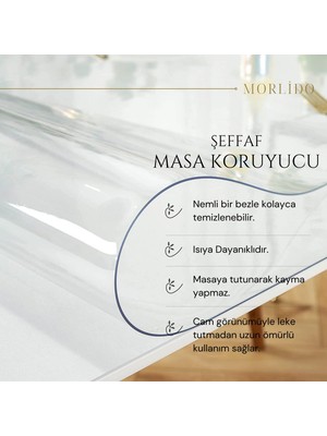 Morlido Camsı Şeffaf Masa Koruyucu Tüm Ebatları 1.4 mm