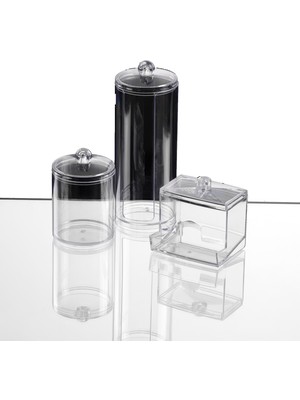 F Blackstone 3'lü Makyaj Organizer Seti Şık Tasarım Küçük Silindir ve Pamuk Organizeri