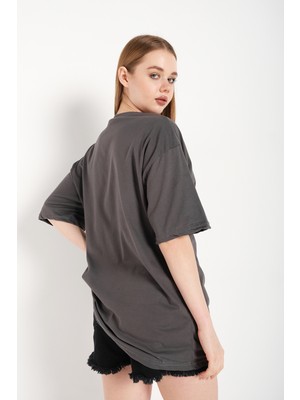 Trendseninle Kadın Oversize Miami Baskılı Tshirt