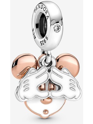 Wops 925 Ayar Gümüş Disney Mickey Mouse Çift Sallantılı Charm