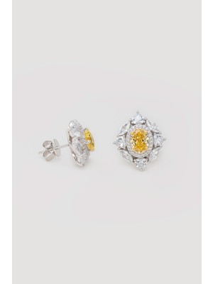 So CHIC 18 Ayar Beyaz Altın Kaplama Gümüş Küpe