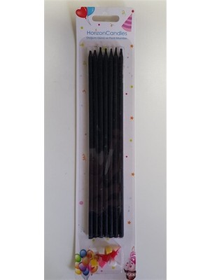 Tinky Winky Çubuk Pasta Mumu Siyah 20 cm 7 Adet