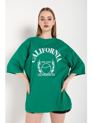 Trendseninle California Baskılı Oversize Unisex T-Shirt