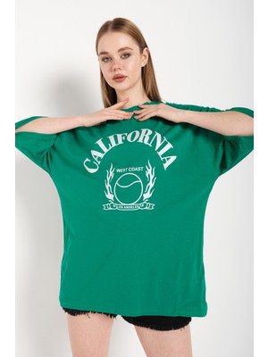 Trendseninle California Baskılı Oversize Unisex T-Shirt