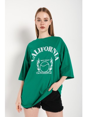 Trendseninle California Baskılı Oversize Unisex T-Shirt