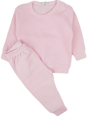 Mini Okyanus Puantiyeli Bebek Pijama Takımı Pembe