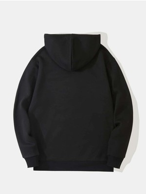 Unisex Siyah Los Angeles Baskılı Oversize Kapşonlu Sweatshirt