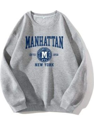 Kadın Gri Manhattan Bisiklet Yaka Sweatshirt