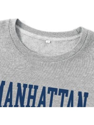 Kadın Gri Manhattan Bisiklet Yaka Sweatshirt