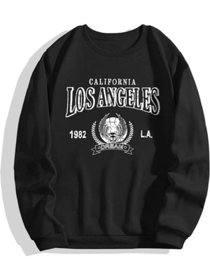 Kadın Siyah Los Angeles Bisiklet Yaka Sweatshirt