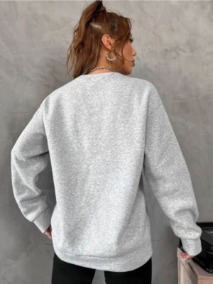 Kadın Gri Oceancity Bisiklet Yaka Sweatshirt