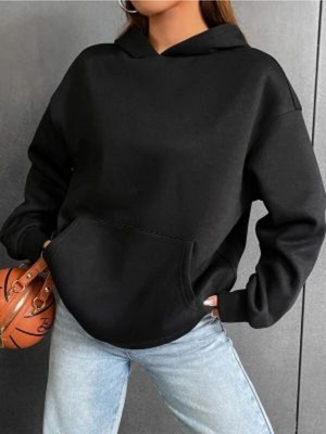 Unisex Siyah Future Sırt Baskılı Kapşonlu Oversize Sweatshirt