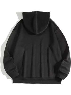 Unisex Siyah Newyork Baskılı Kapşonlu Oversize Sweatshirt