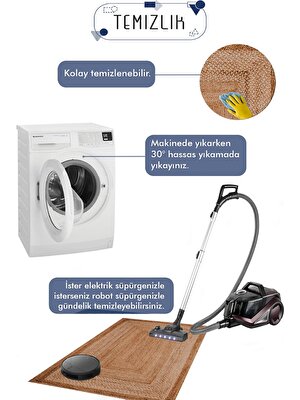 Decomia Home Dijital Kaymaz Yıkanabilir Hasır Gör. Salon Halısı Mutfak Halısı Koridor Halı Yolluk D4097