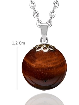 Tesbih Atölyesi Sertifikalı Kahverengi Kaplan Gözü Taşı Doğal Taş Kolye ( Kalite)