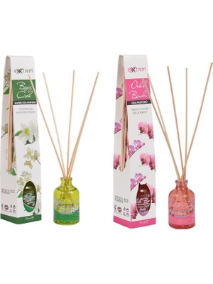Extrem Beyaz Çiçek Bambu Oda Kokusu 50 Ml+ Orkide Bambu Oda Kokusu 50 ml