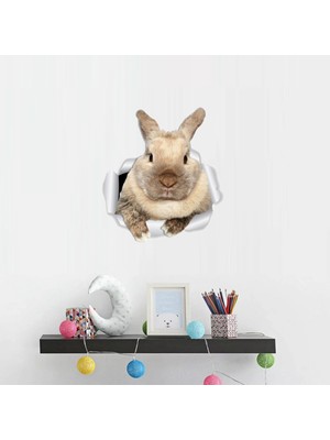Lemifyog Tuvalet Sticker 3D Görsel Efekt Dekoratif Mutlu Paskalya Tavşanı Baskı Araba (Yurt Dışından)