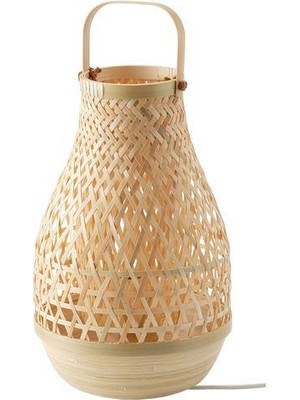 IKEA Bambu Abajur Meridyendukkan Bambu, 36 cm Masa Lambası Dekorasyon