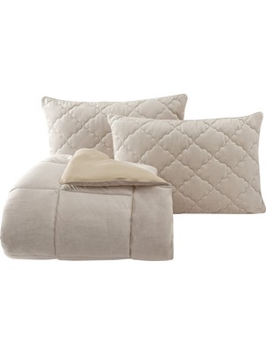 Yataş Bedding Vovin Çift Kişilik Yorgan Velvet 2'li Yastık Kılıfı Bej