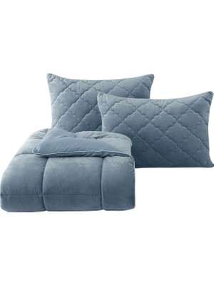 Yataş Bedding Vovin Çift Kişilik Yorgan Velvet 2'li Yastık Kılıfı Indigo