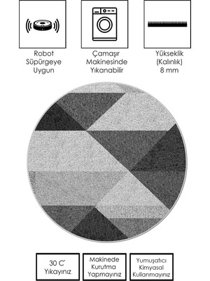 Makinede Yıkanabilir Kaymaz Taban Leke Tutmaz Yuvarlak Salon Halısı ve Mutfak Halısı