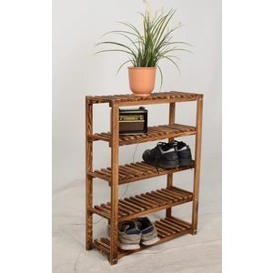 Wooden City 5 Katlı Masif Ahşap Ayakkabılık Ahşap Ayakkabı Rafı 60X80