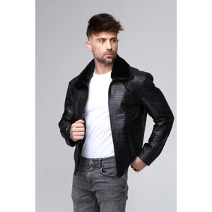 Erkek Hakiki Deri Krokodil Baskılı Mont