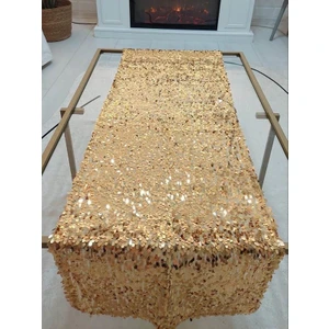 Körfez Kırlent Pul Payetli 6mm Armut Gözyaşı Runner 40 x 120 cm