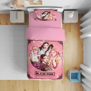 Erays Home Erayshome  Black Pink  3D Tek Kişilik Nevresim Takımı