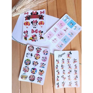 EyER Shoping Mickey & Minnie Mause  Sticker Etiket Seti