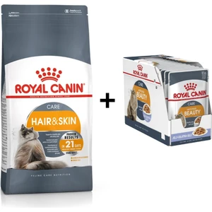 Royal Canin Hair&skin Hassas Tüylü Kediler Için Mama 4 kg + 12 Adet Yaş Mama