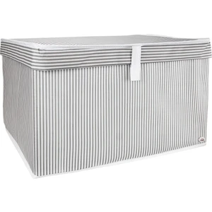 Alas Çok Amaçlı Organizer Kutu Maxi Çok Amaçlı Maxi Kapaklı Hurç Kutu Gri Çizgili 50*40*30 Cm