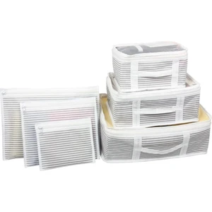 6'lı Set Bavul Içi Düzenleyici, Bavul Organizer, Valiz Düzenleyici - Gri Çizgili