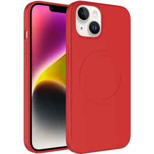 Case 4U Apple iPhone 14 Plus Kılıf Magsafe Wireless Şarj Özellikli Pastel Renk Silikon Plas Kapak Kırmızı