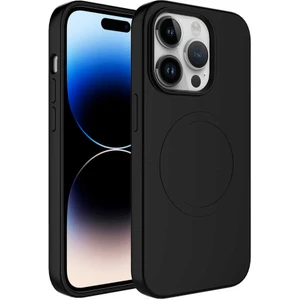 Case 4U Apple iPhone 14 Pro Max Kılıf Magsafe Wireless Şarj Özellikli Pastel Renk Silikon Plas Kapak Siyah