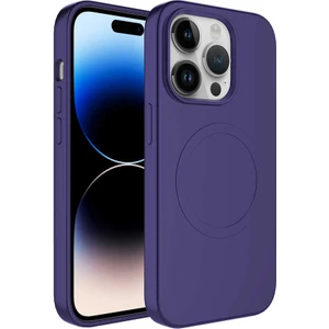 Case 4U Apple iPhone 12 Pro Max Kılıf Magsafe Wireless Şarj Özellikli Pastel Renk Silikon Plas Kapak Mürdüm
