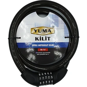 Yuma Motorsiklet Kilidi   YM-747 120CM 20MM 5 Şifreli siyah
