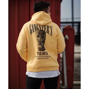 Amor Man Büyük Beden Kapüşonlu Ganster's Baskılı Tam Kışlık Oversize Erkek Sweatshirt