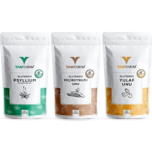 Tam Tarım (Glutensiz) Organik Karnıyarık Otu Tozu 300 gr + (Glutensiz) Keçiboynuzu Unu 300 gr + (Glutensiz) Yulaf Unu 300 gr