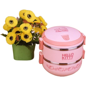 2 Katmanlı Termal Öğle Yemeği Kutusu Çocuklar Için Termos Gıda Konteyner Paslanmaz Çelik Yalıtım  Öğle Yemeği Kutusu Termos Pembe (Yurt Dışından)